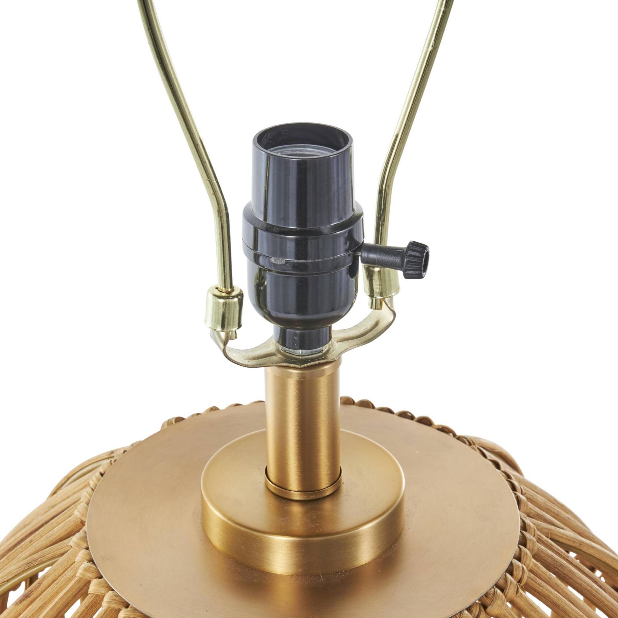 28" Brown Bohemian Round Woven Handmade Rattan Table Lamp